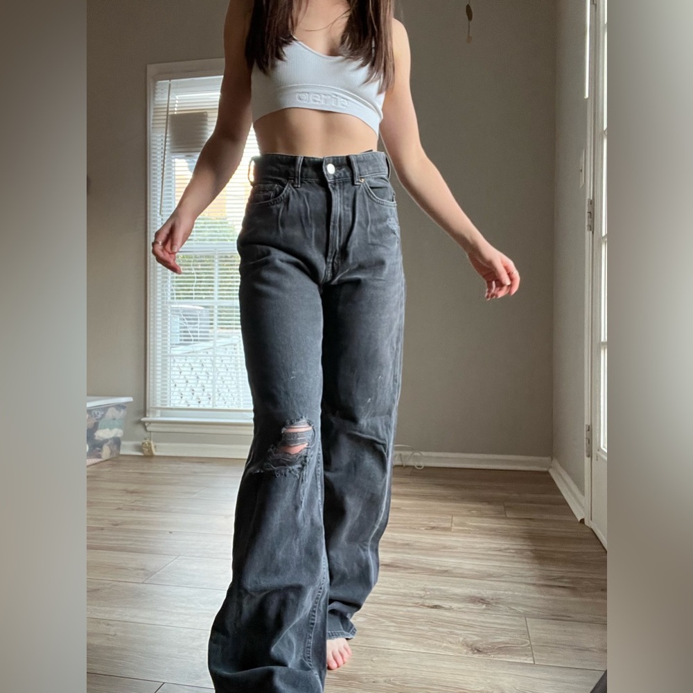 H&M Worn Black Wide Leg Pants